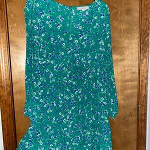 Loft green/navy floral dress size 12